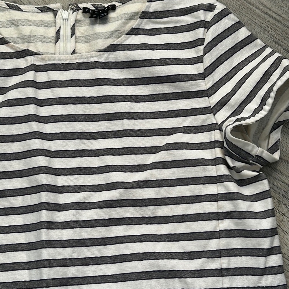 Theory Striped Top with Zipper Closure Sz 12 - Picture 3 of 9